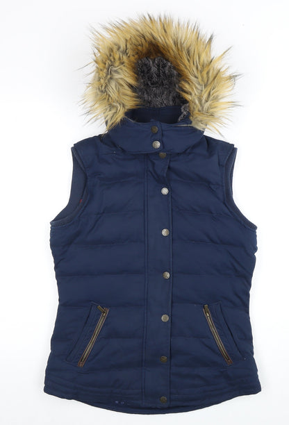 Fat Face Women's Blue Hooded Waistcoat Size 8