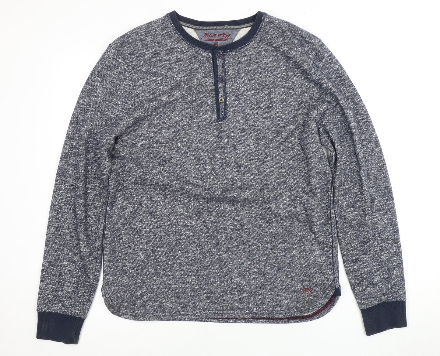Mens UK Size M No Data Grey Henley Sweatshirt