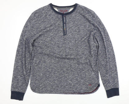 Mens UK Size M No Data Grey Henley Sweatshirt