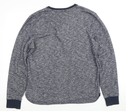 Mens UK Size M No Data Grey Henley Sweatshirt