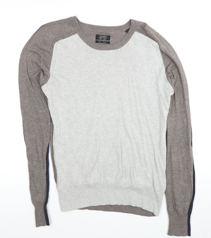 AllSaints Men's S Grey Cotton Pullover Jumper