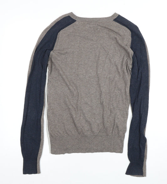 AllSaints Men's S Grey Cotton Pullover Jumper