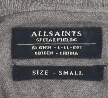 AllSaints Men's S Grey Cotton Pullover Jumper