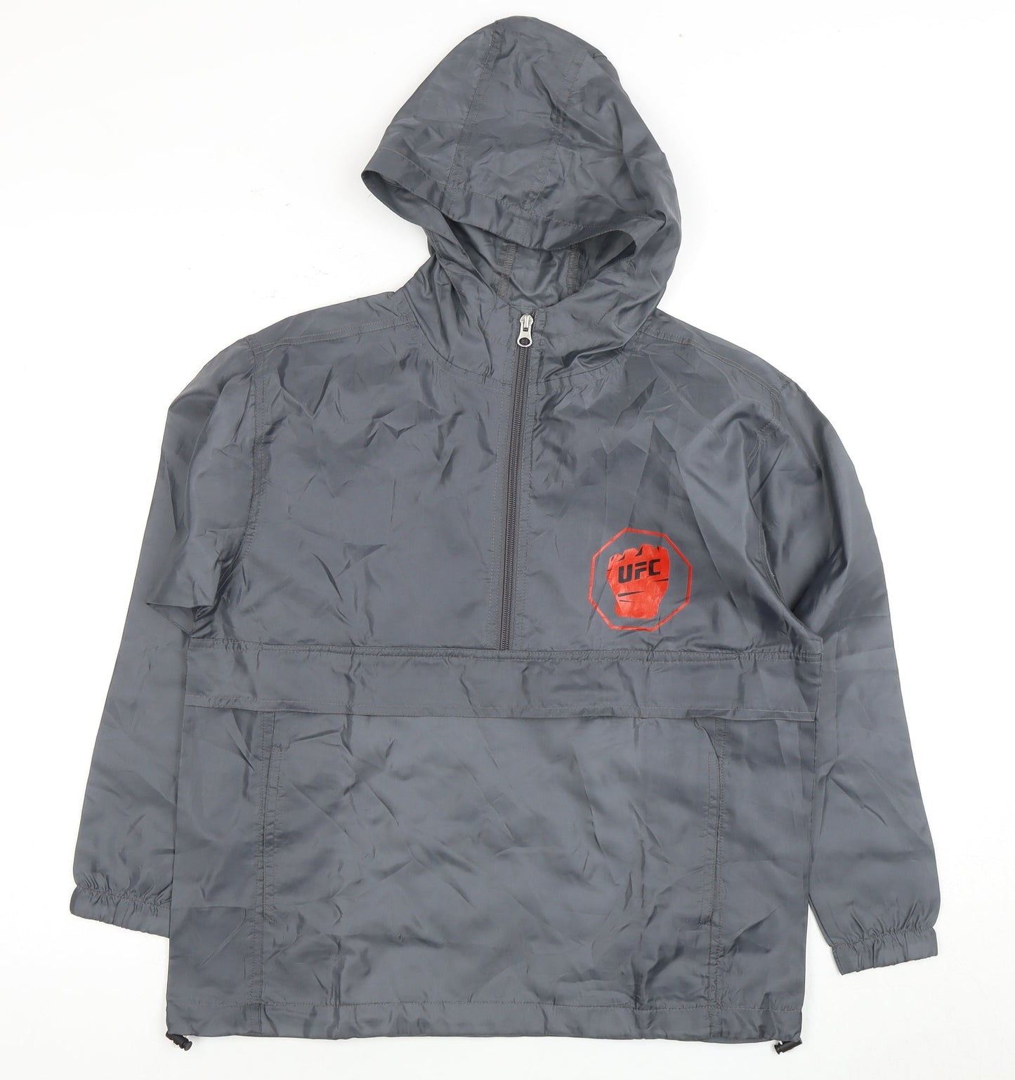UFC Boys Grey Anorak Jacket L - Hooded Zip Activewear