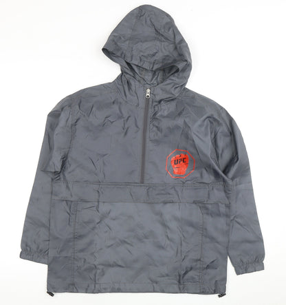 UFC Boys Grey Anorak Jacket L - Hooded Zip Activewear