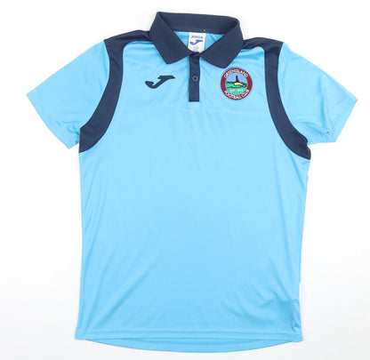 Joma Men's Blue Colourblock Football Polo Shirt S