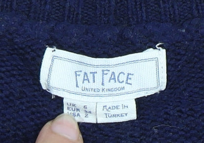 Womens UK Size 6 Fat Face Blue Pullover Jumper