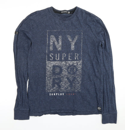 Superdry Men's Blue Cotton Graphic Print T-Shirt M