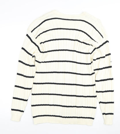 Glenmuir Men's Ivory Striped XL Pullover Jumper