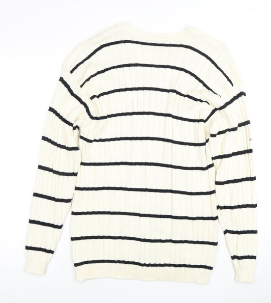Glenmuir Men's Ivory Striped XL Pullover Jumper
