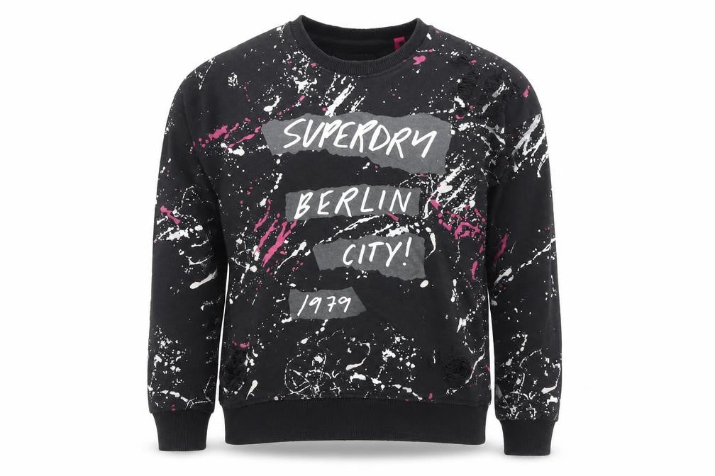 Womens UK Size S Superdry Black Pullover Sweatshirt