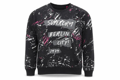 Womens UK Size S Superdry Black Pullover Sweatshirt