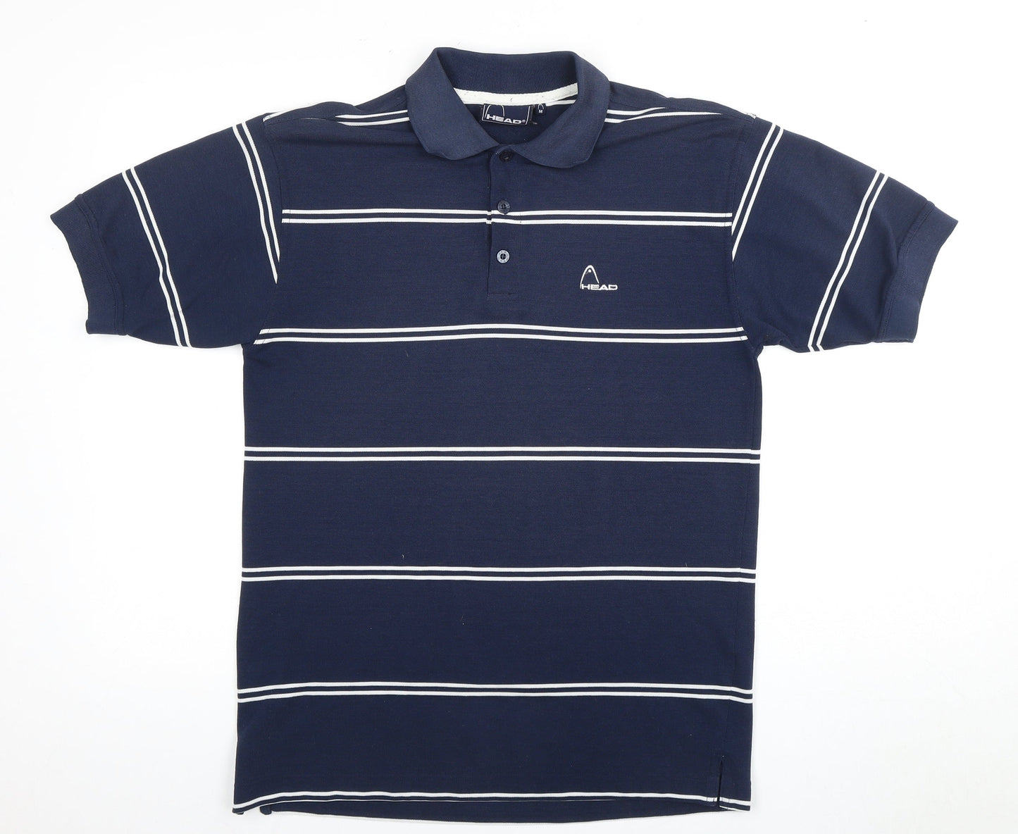 HEAD Men's Blue Striped Polo Shirt M Collared