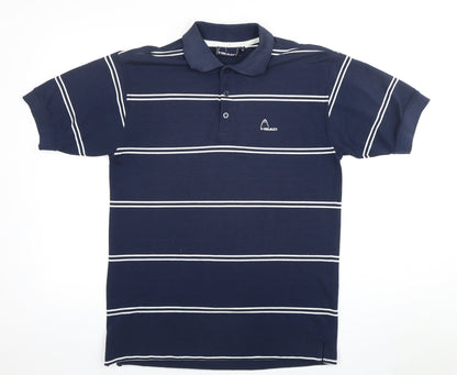 HEAD Men's Blue Striped Polo Shirt M Collared