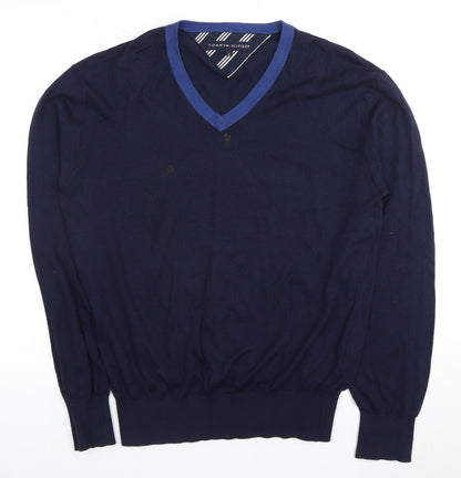 Tommy Hilfiger Men's Blue V-Neck Pullover Jumper M