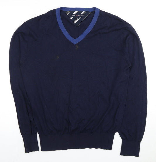 Tommy Hilfiger Men's Blue V-Neck Pullover Jumper M