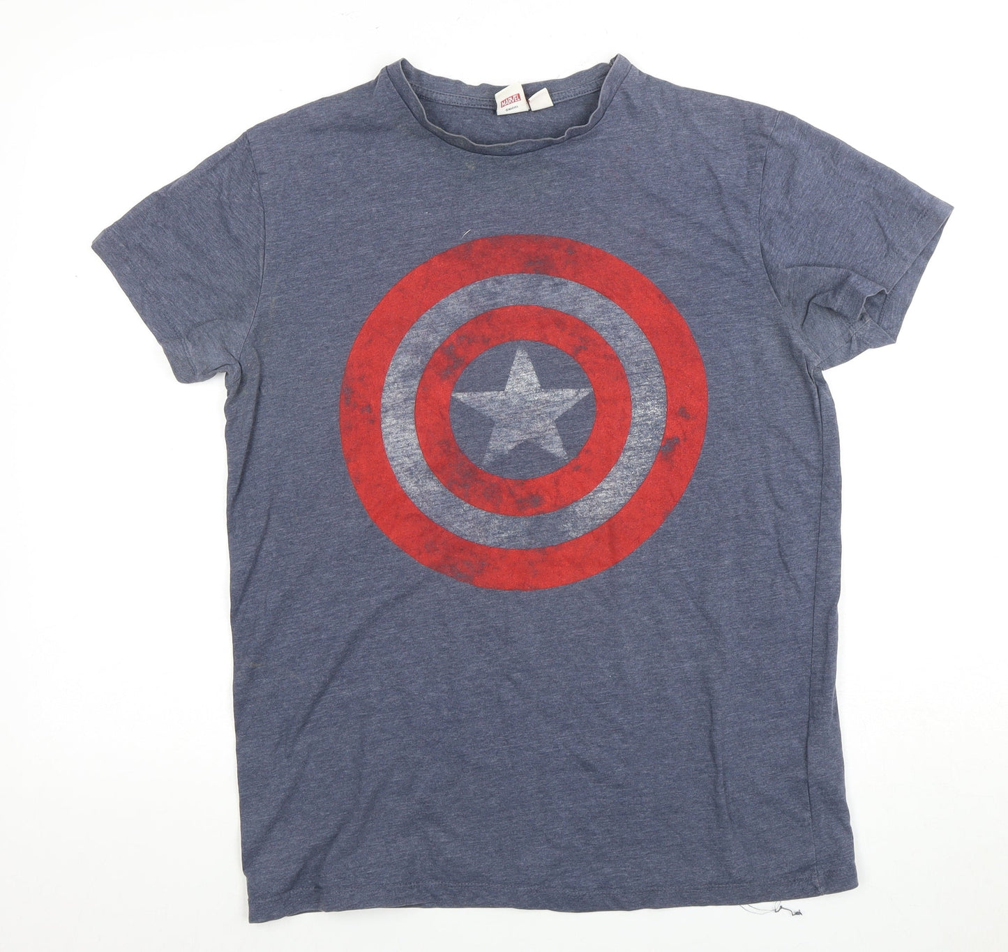 Marvel Men's Blue Captain America T-Shirt, Size L