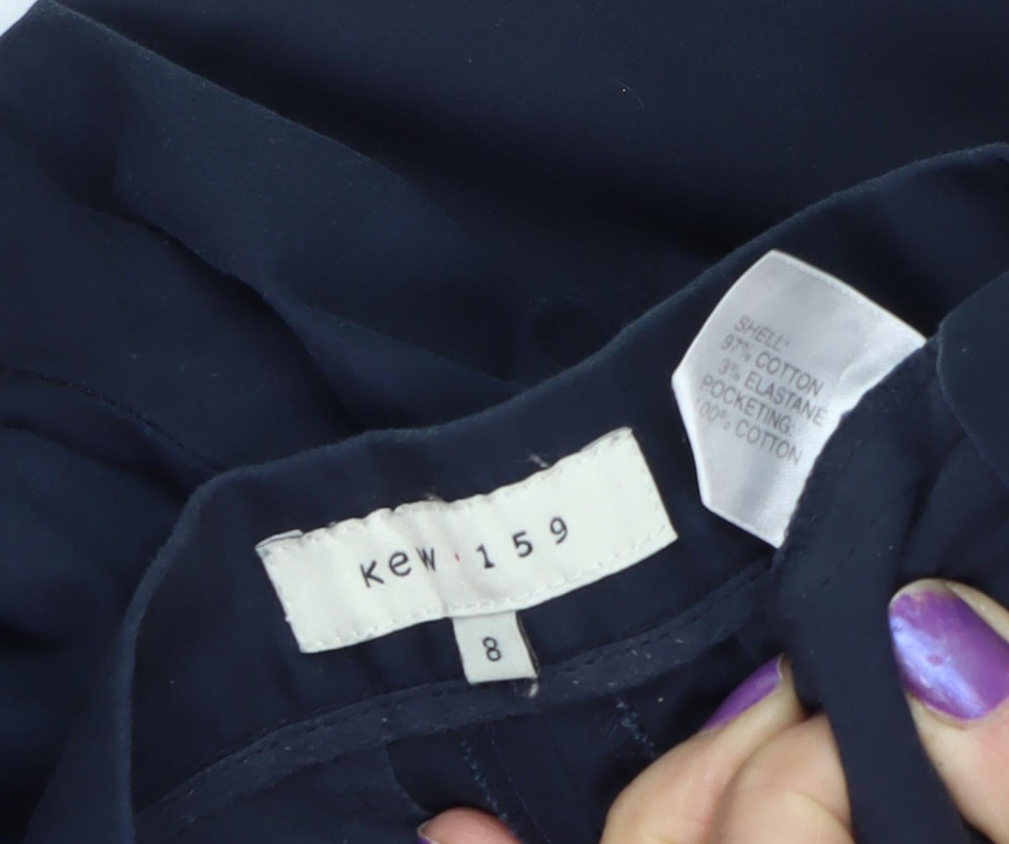 Kew 159 Women's Black Straight Trousers Size 8