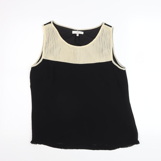 Jasper Conran Women's Black Beige Scoop Neck Tank Top Size 12