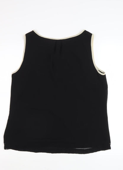 Jasper Conran Women's Black Beige Scoop Neck Tank Top Size 12