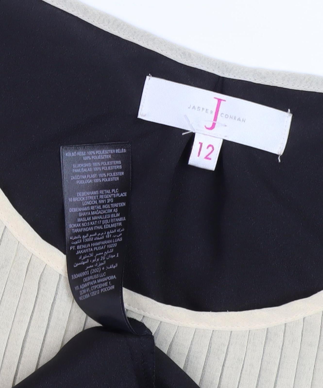 Jasper Conran Women's Black Beige Scoop Neck Tank Top Size 12