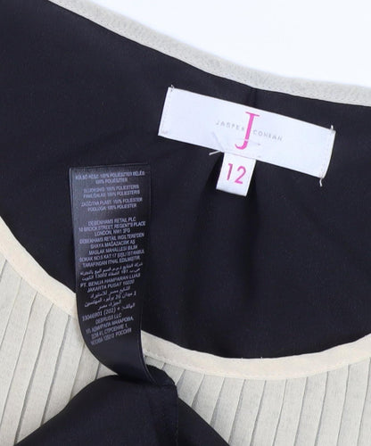 Jasper Conran Women's Black Beige Scoop Neck Tank Top Size 12