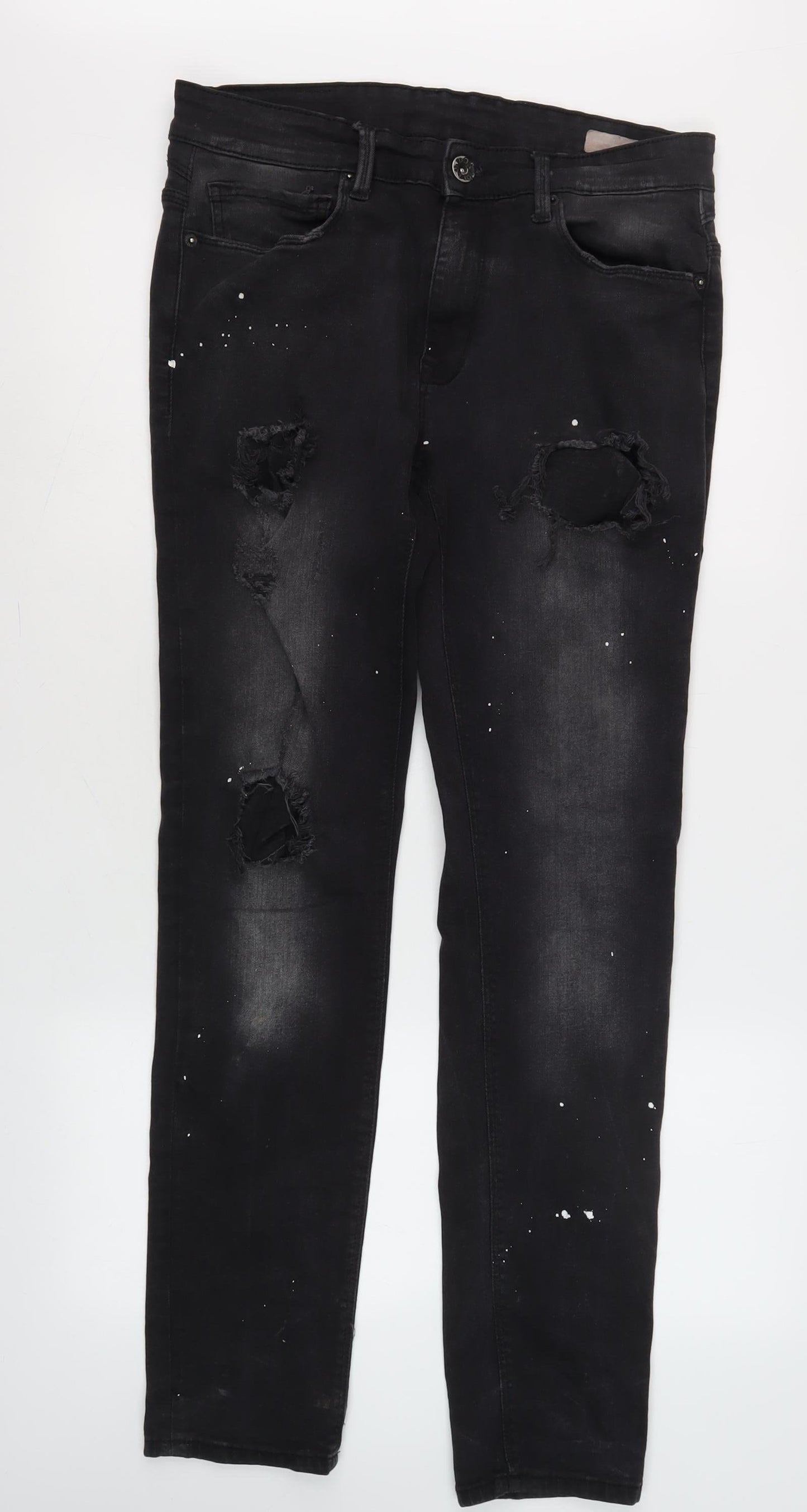 Voi Men's Black Skinny Distressed Jeans