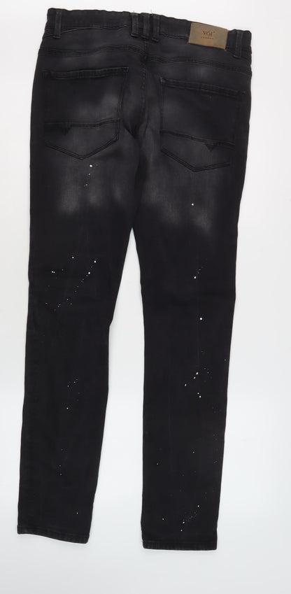 Voi Men's Black Skinny Distressed Jeans