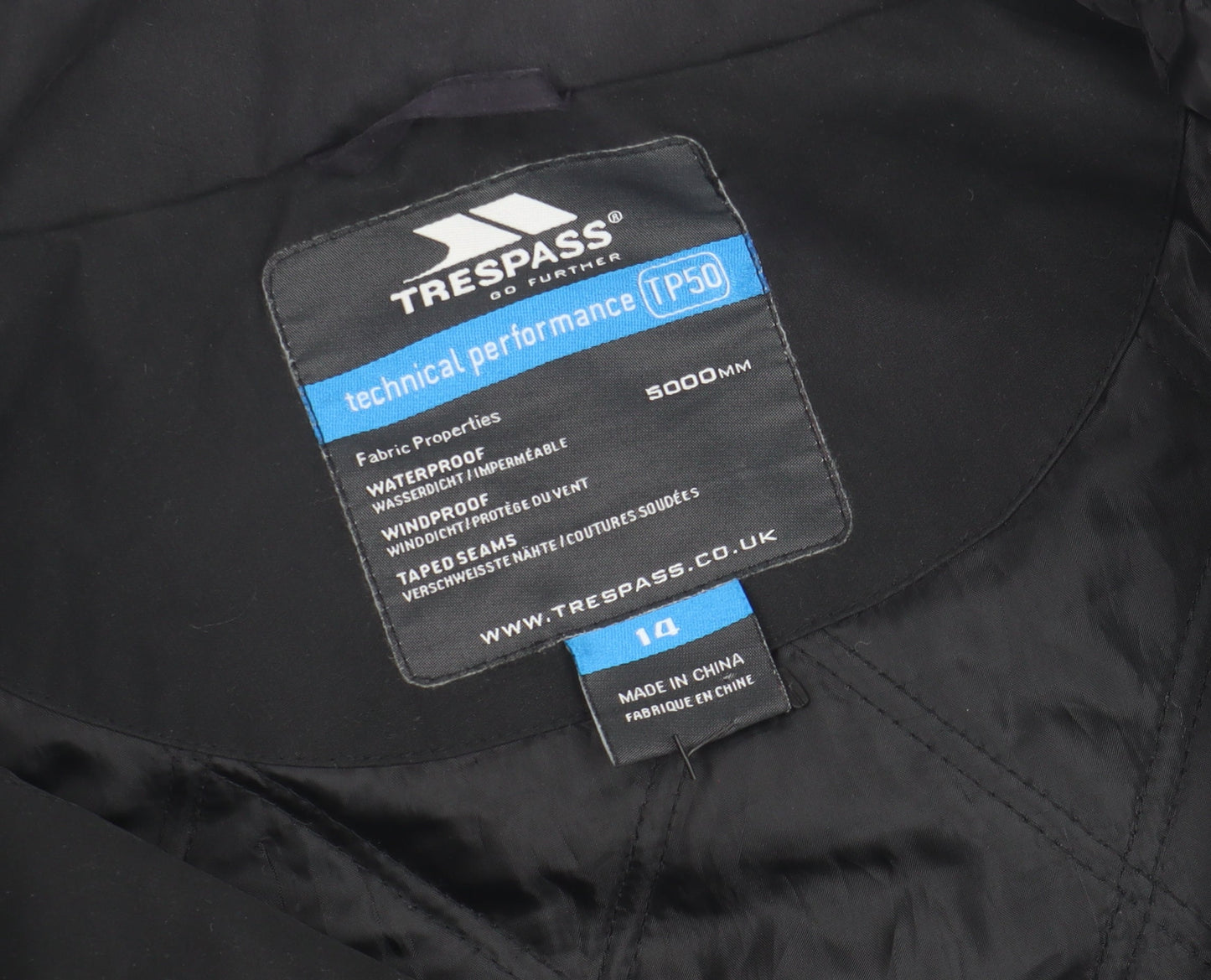 Mens UK Size L Trespass Black Parka Coat