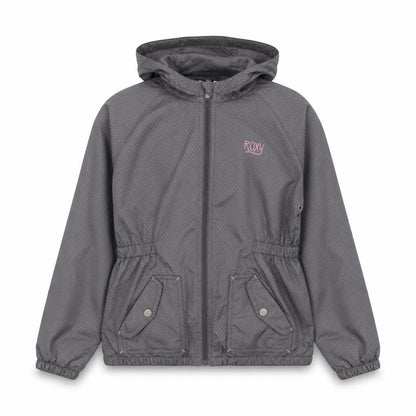 Front view of Roxy girls’ grey windbreaker jacket 12 years