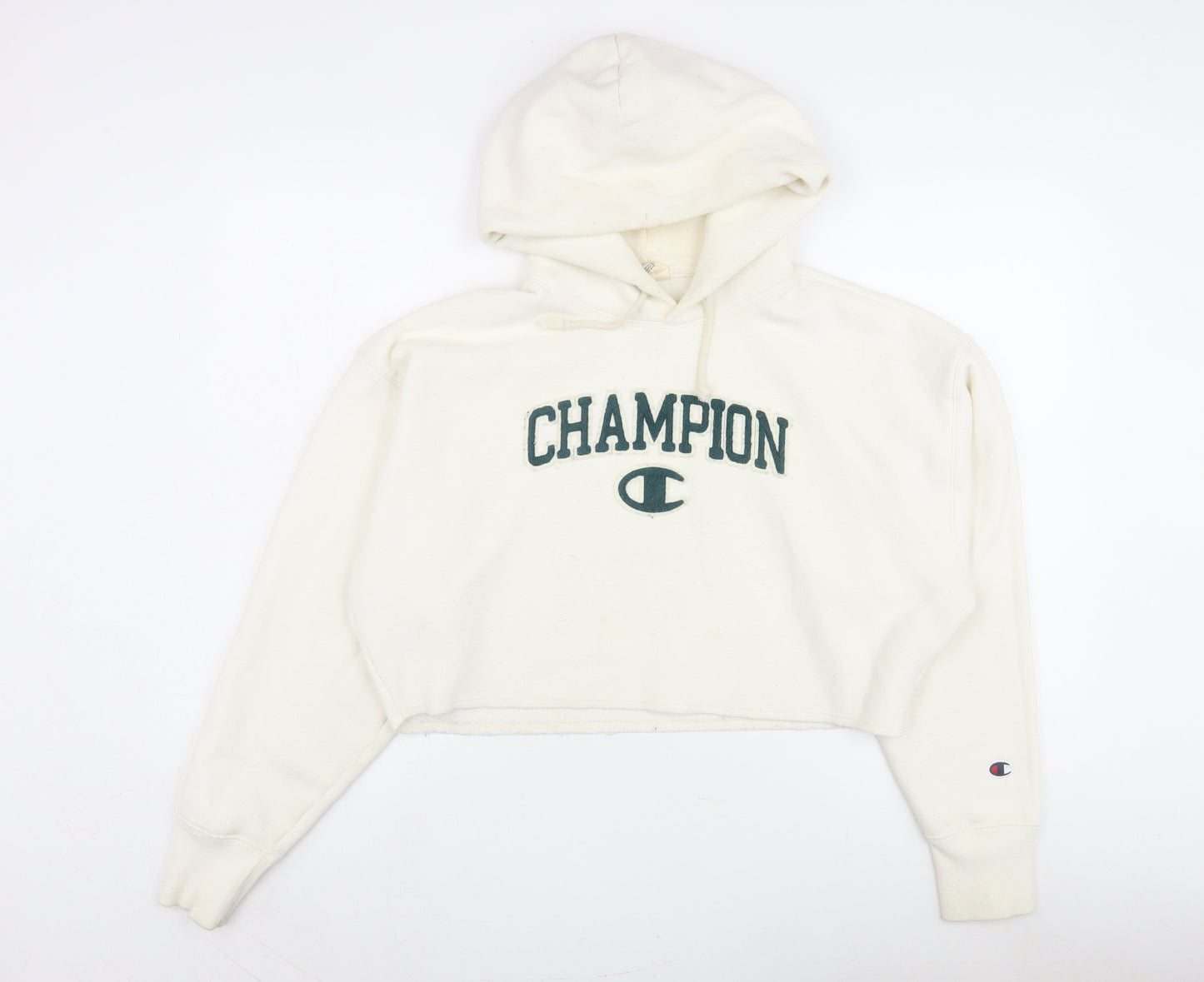 Champion Women's Ivory Hoodie Small, Logo Accent