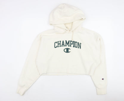 Champion Women's Ivory Hoodie Small, Logo Accent