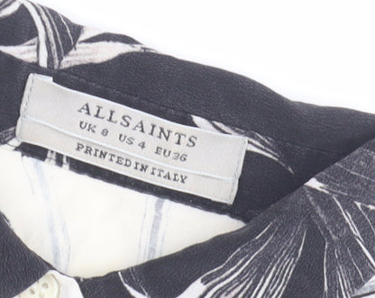 AllSaints Women's Black and White Shirt Dress Size 8