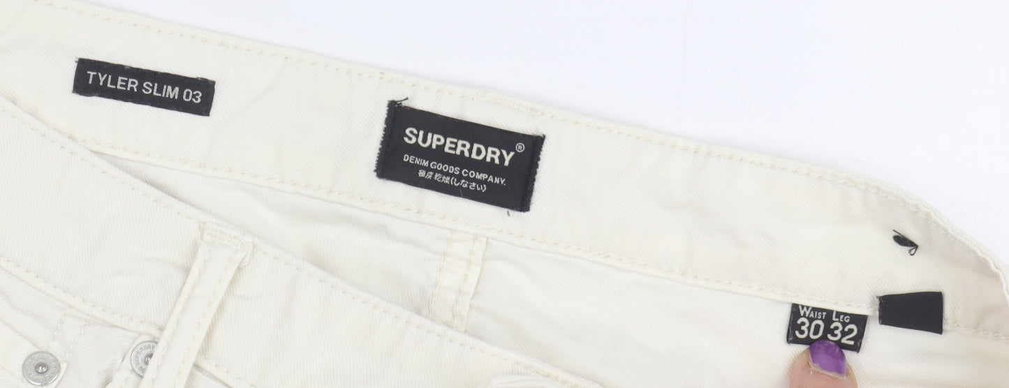 Mens UK Size M Superdry Slim Fit Slim Ivory Jeans