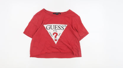 Guess Women's Red T-Shirt - Size S, Cotton, Casual
