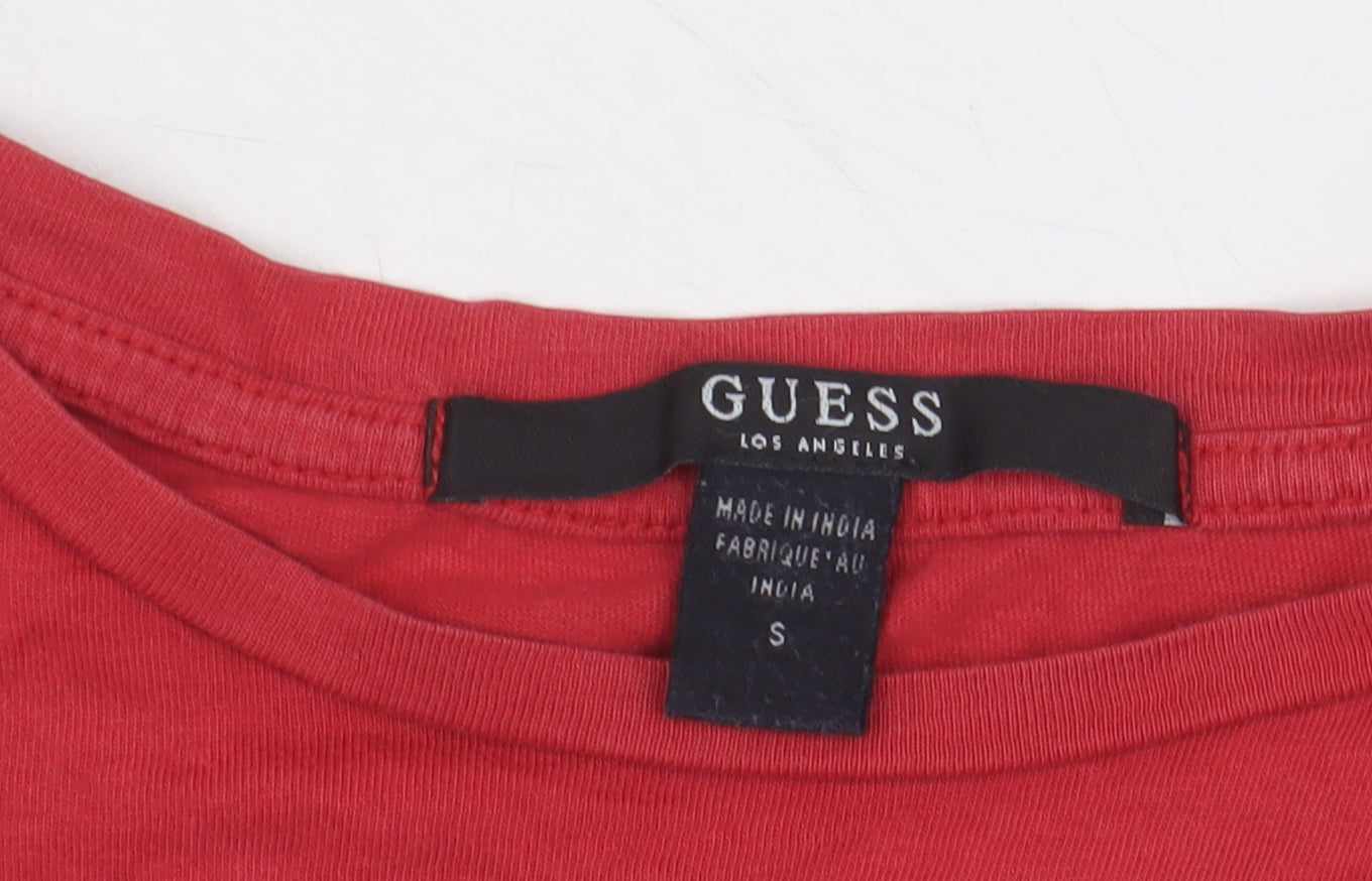 Guess Women's Red T-Shirt - Size S, Cotton, Casual