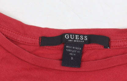 Guess Women's Red T-Shirt - Size S, Cotton, Casual
