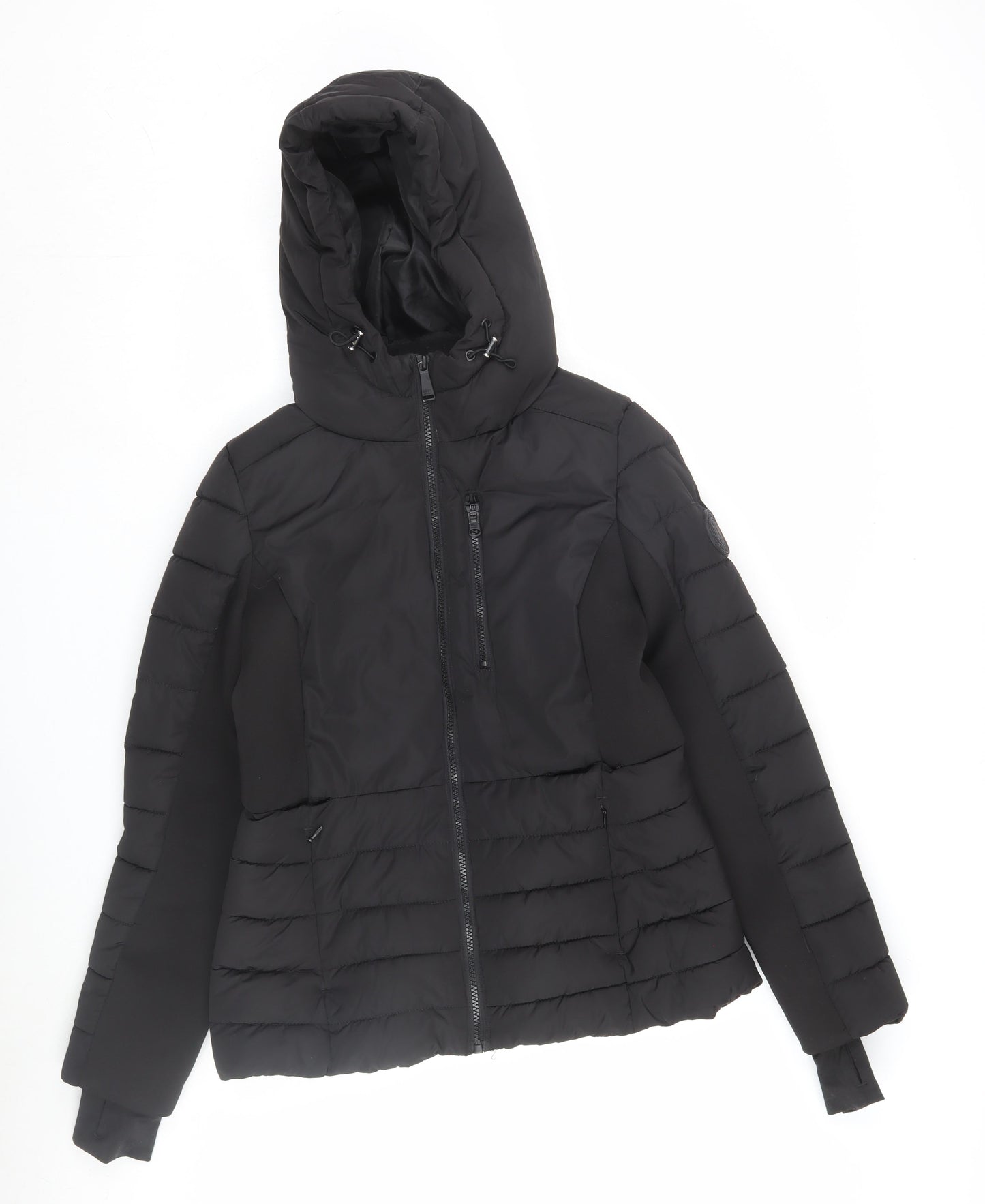 DKNY Women's Black Puffer Jacket with Hood, Size S