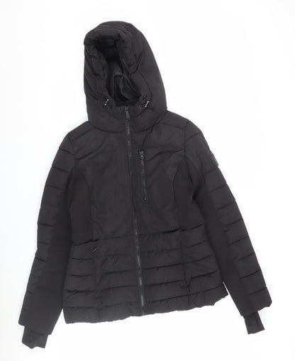 DKNY Women's Black Puffer Jacket with Hood, Size S