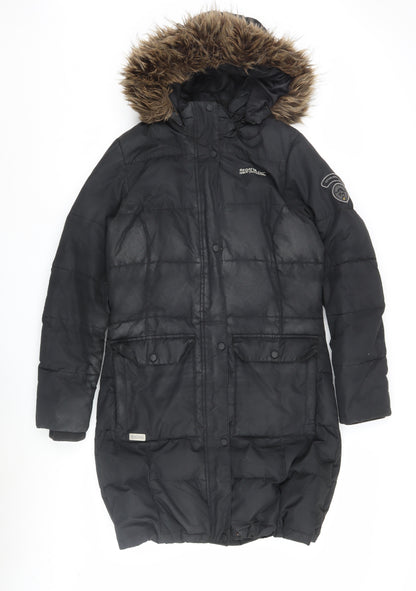 Regatta Women's Black Puffer Jacket Size 12 Fur Hood