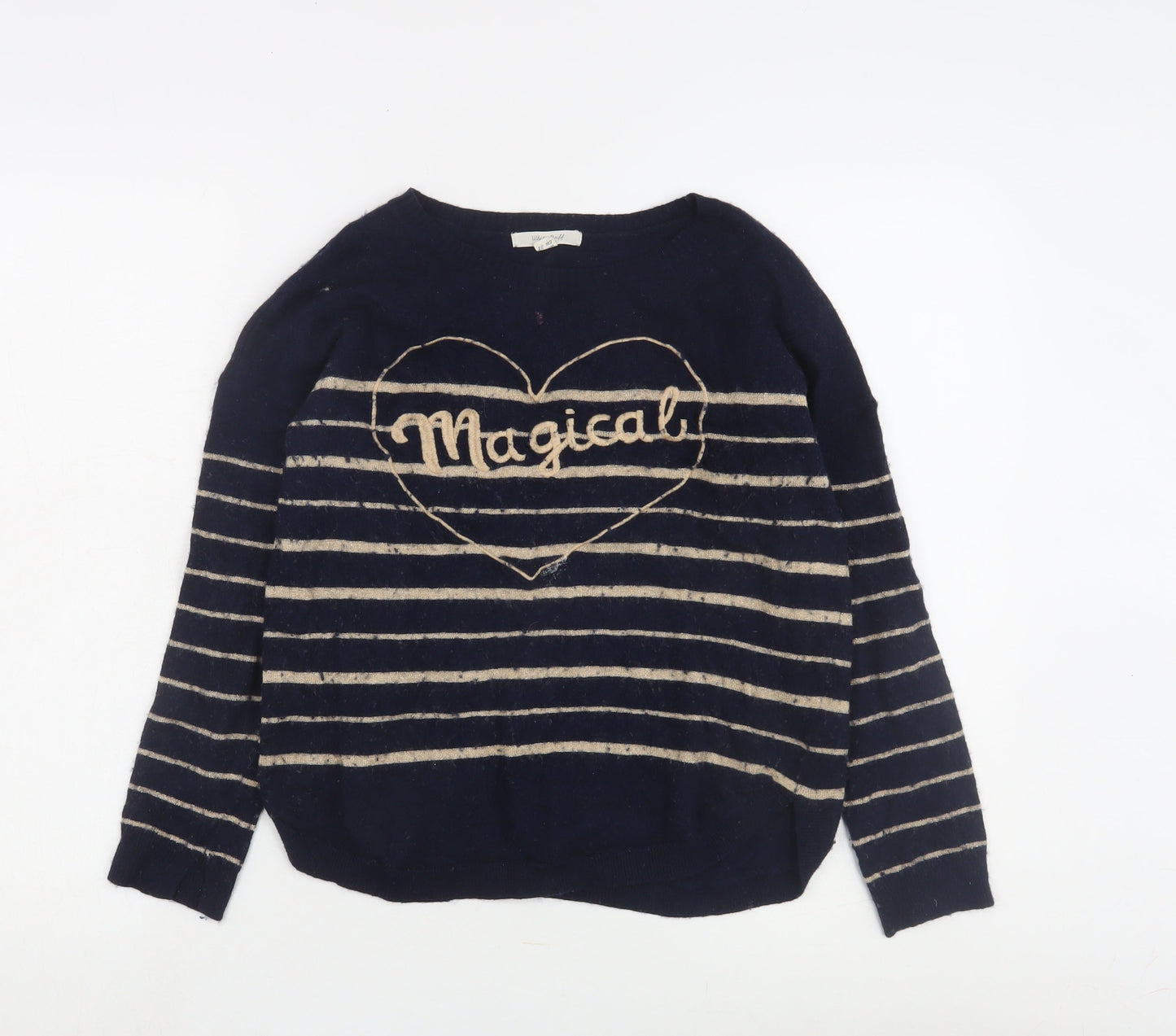 Wild Child Women's Blue Striped Pullover Jumper