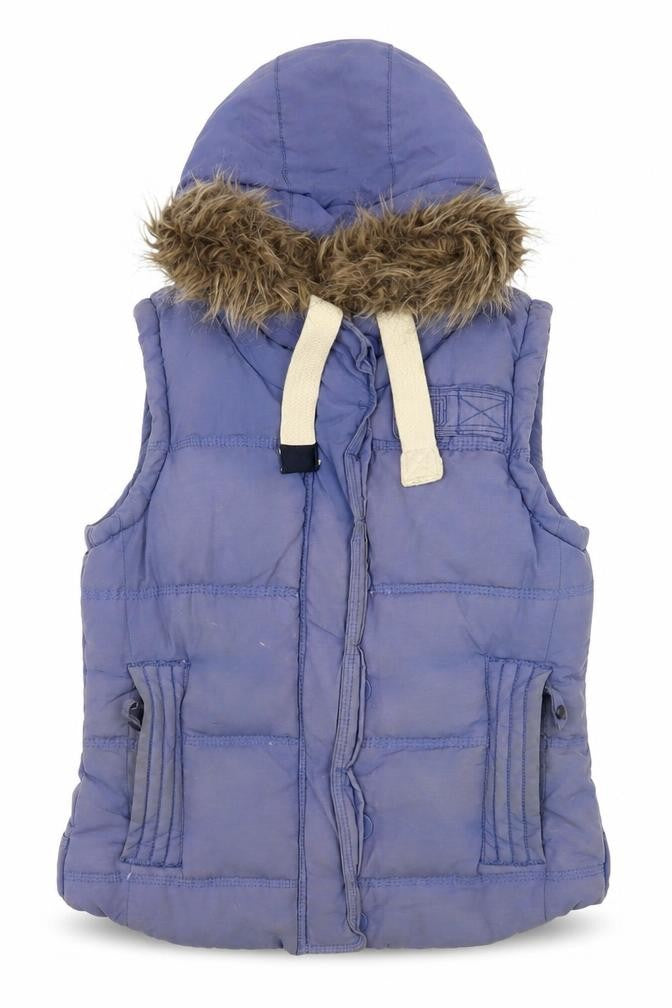 Superdry Women's Blue Hooded Gilet - Size S, Casual Warm Wear