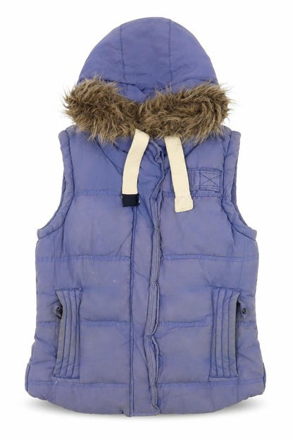 Superdry Women's Blue Hooded Gilet - Size S, Casual Warm Wear