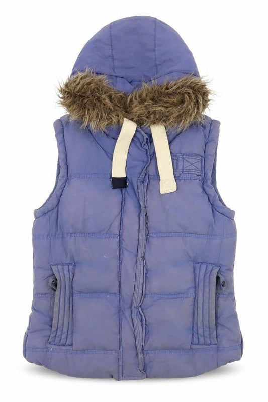 Superdry Women's Blue Hooded Gilet - Size S, Casual Warm Wear
