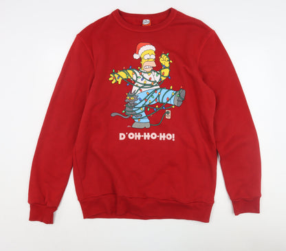The Simpsons Men's Red XL Christmas Sweatshirt