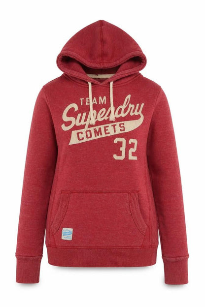 Front view of Superdry unisex red pullover hoodie m - casual sportswear