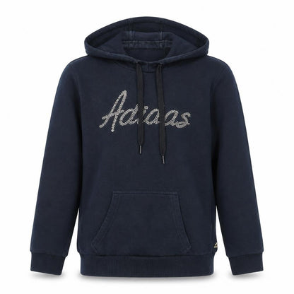 Front view of Adidas unisex kids black pullover hoodie, size 11-12, years