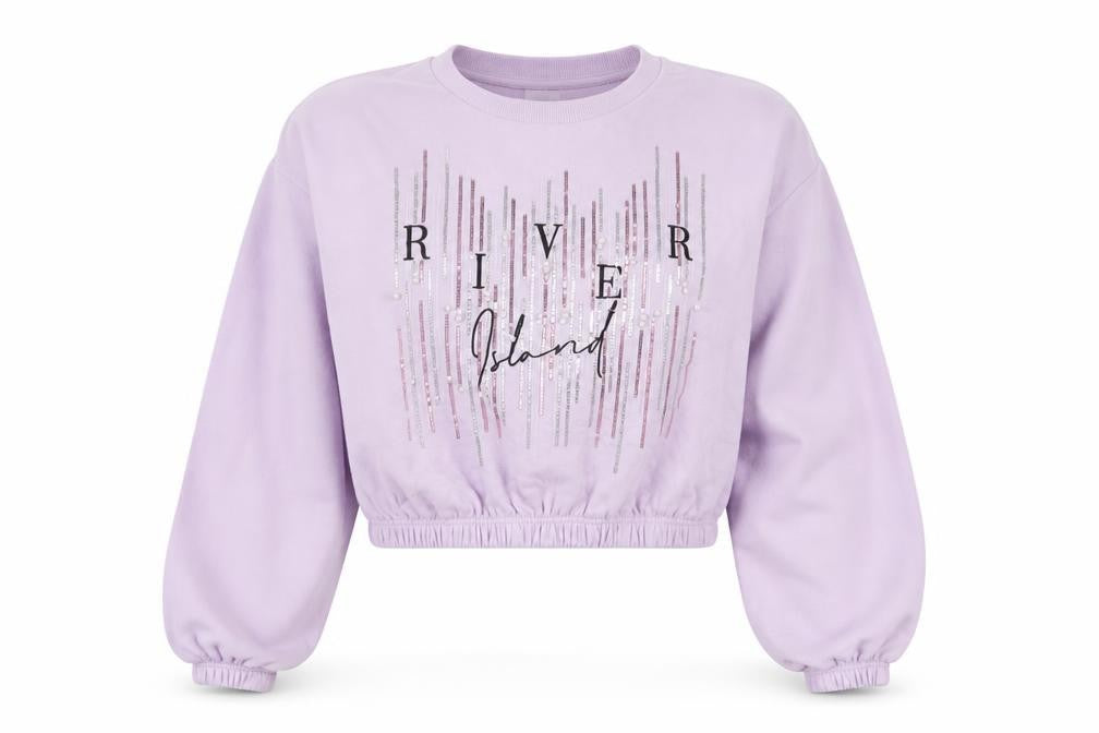 Front view of River Island Teens Purple Pullover Sweatshirt