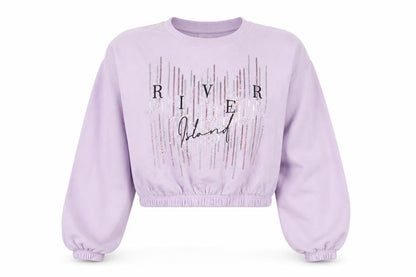 Front view of River Island Teens Purple Pullover Sweatshirt