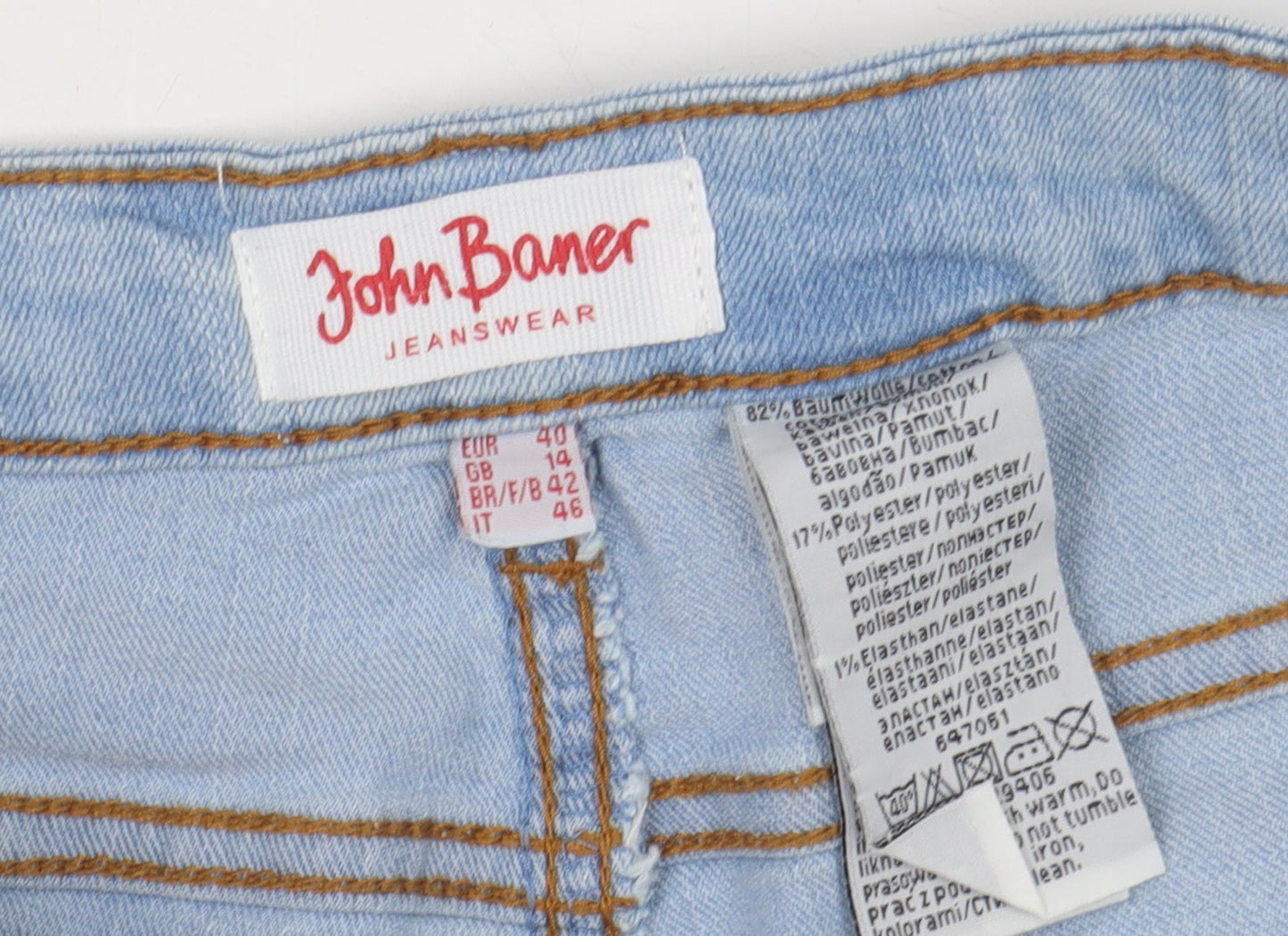 John Baner Men's Blue Straight Jeans - M, Light Wash